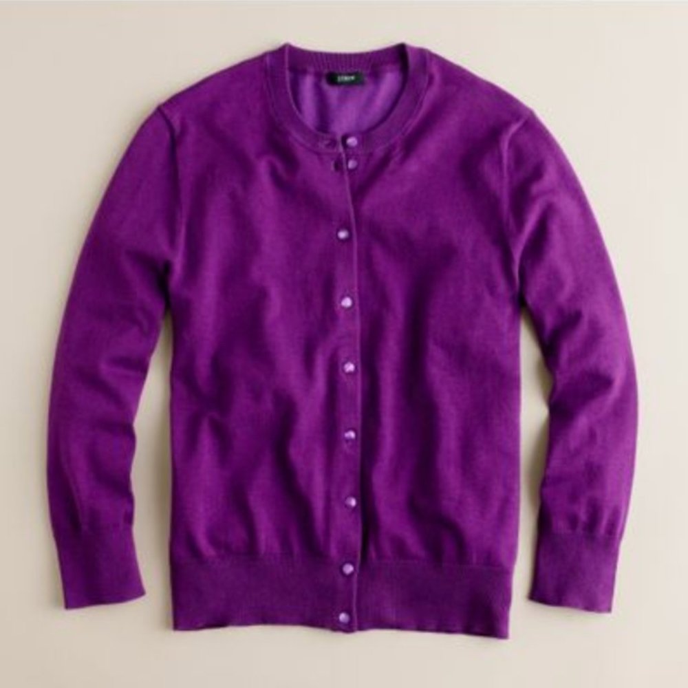 J. Crew Cotton Jackie Cardigan Sweater in Purple